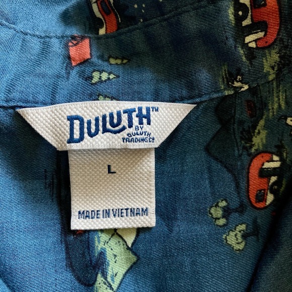 Duluth Trading Co Womens L Lightweight Printmaker Popover Blue Camper RV Organic - Picture 8 of 14